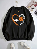 Halloween Heart Pumpkin Round Neck Sweatshirt - Trendsi - Flyclothing LLC