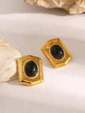 18K Gold-Plated Stainless Steel Agate Earrings - Trendsi - Flyclothing LLC