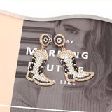 Rhinestone Cowboy Boot Dangle Earrings - Trendsi - Flyclothing LLC