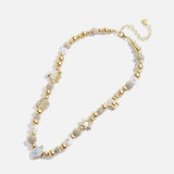 Rhinestone 14K Gold-Plated Beaded Necklace - Trendsi - Flyclothing LLC