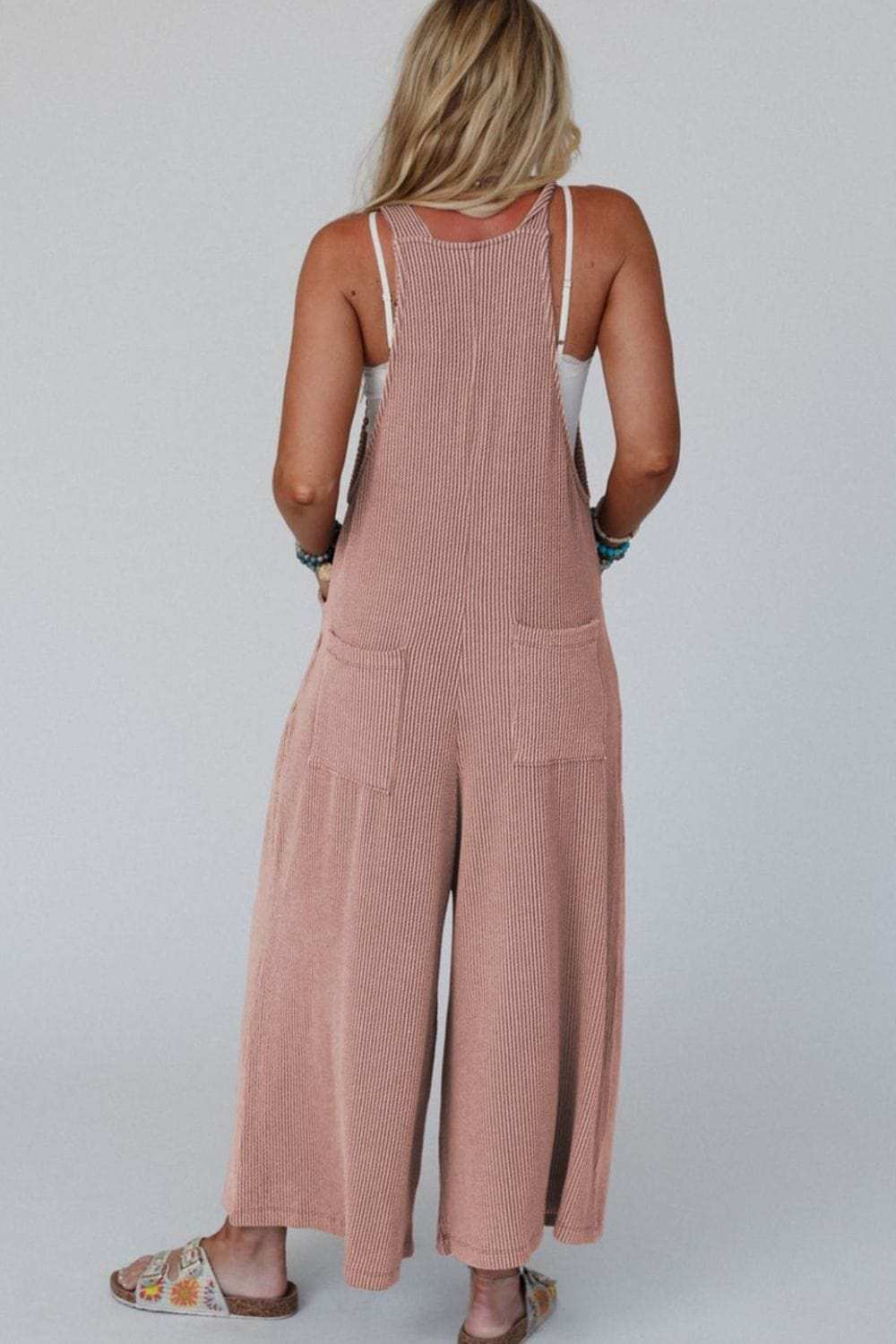 Corded Adjustable Straps Wide Leg Loose Overalls - Trendsi - Flyclothing LLC