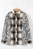 Plus Size Leopard Plaid Button Up Long Sleeve Shacket - Trendsi - Flyclothing LLC