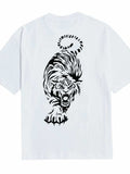 Men's Plus Size Tiger Round Neck Short Sleeve T-Shirt - Trendsi - Flyclothing LLC