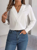 V-Neck Long Sleeve Blouse - Trendsi - Flyclothing LLC