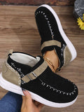 Contrast Round Toe Buckle Sneakers - Trendsi - Flyclothing LLC