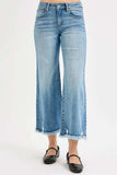 RISEN Full Size Mid Rise Crop Wide Leg Jeans Plus Size - Trendsi - Flyclothing LLC