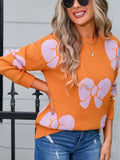 Angel Wings Bow Round Neck Dropped Shoulder Sweater - Trendsi - Flyclothing LLC