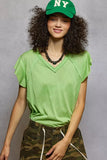 POL V-Neck Short Sleeve T-Shirt with Ruffle Sleeve - Trendsi - Flyclothing LLC