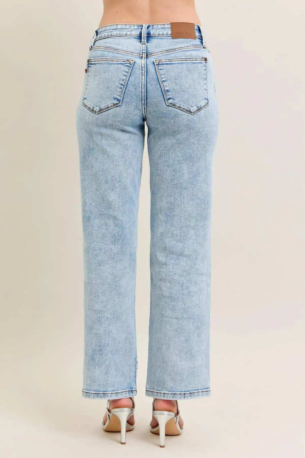 Judy Blue Full Size High Waist Stone Wash Straight Jeans Plus Size - Trendsi - Flyclothing LLC