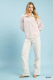 Umgee Striped Collared Neck Blouse - Trendsi - Flyclothing LLC