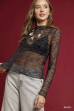 Umgee Nylon Lace Mesh Long Sleeve Top - Trendsi - Flyclothing LLC