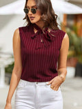 Striped Tie Neck Tank - Trendsi - Flyclothing LLC
