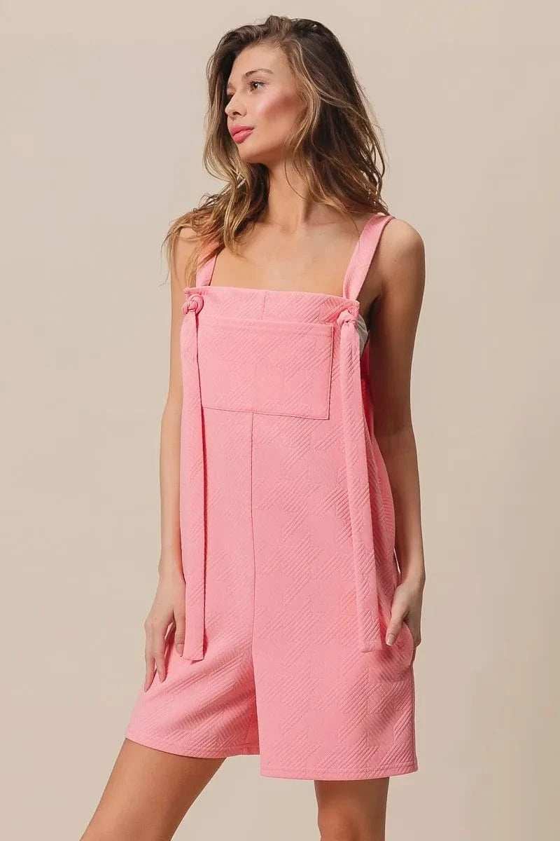 BiBi Texured Jacquard Romper with Side Pockets - Trendsi - Flyclothing LLC