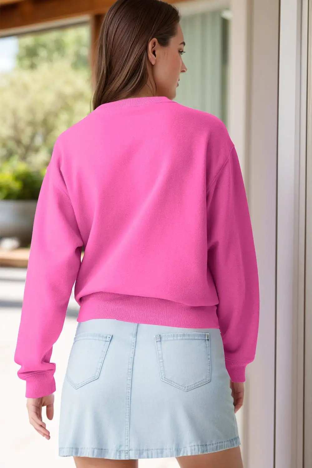 Round Neck Long Sleeve Sweatshirt - Trendsi - Flyclothing LLC