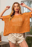 BiBi Hollowed Out Short Sleeve Knit Cover Up - Trendsi - Flyclothing LLC