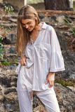 Davi & Dani Solid Sparkling Shimmer Pocket Button Front Shirt - Trendsi - Flyclothing LLC