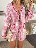 Devine Tie Front Contrast Plaid Shirt and Shorts Set - Trendsi - Flyclothing LLC