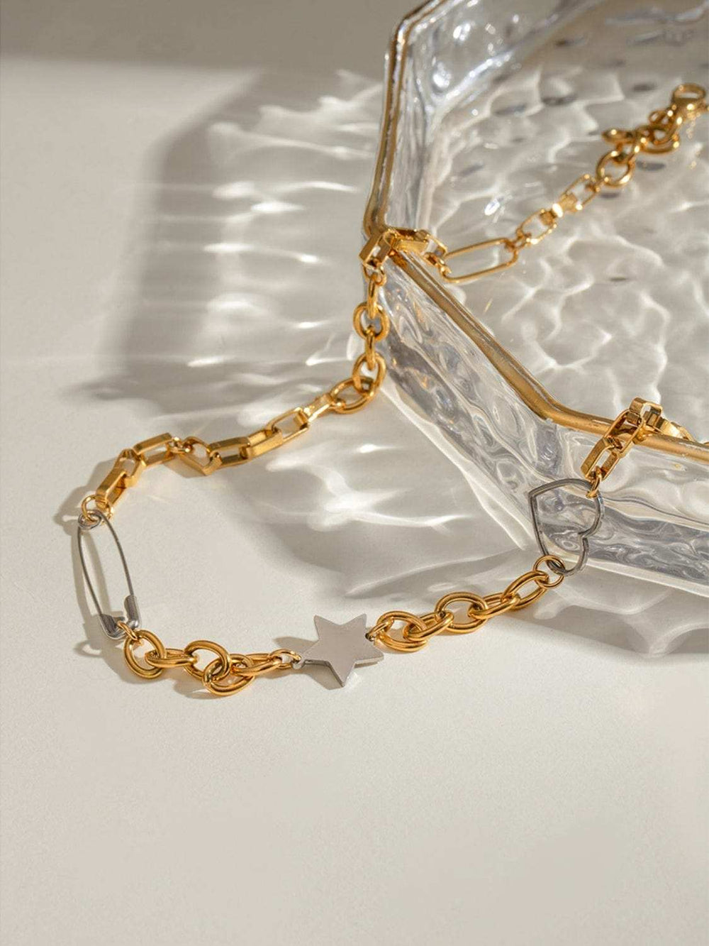 Stainless Steel Star Heart Necklace - Trendsi - Flyclothing LLC