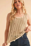 Aemi+Co Distressed Detail Round Neck Knit Tank - Trendsi - Flyclothing LLC