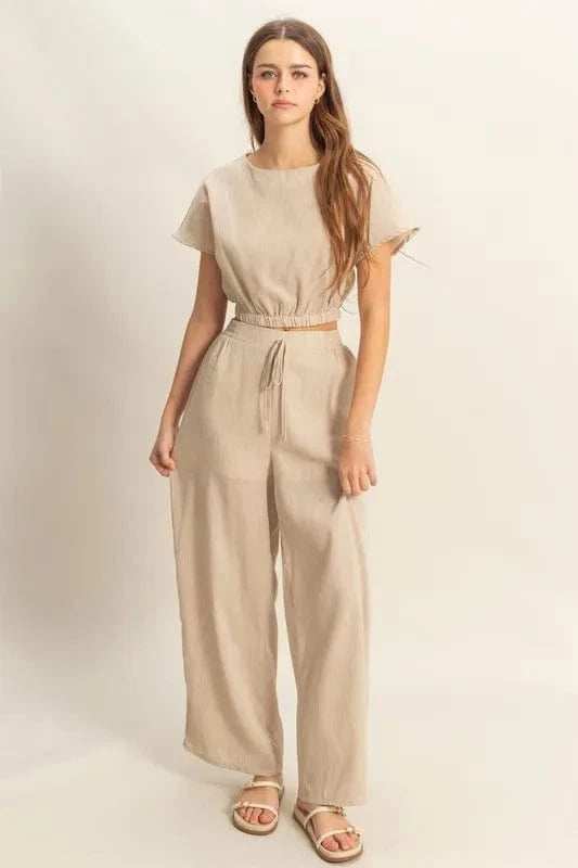 HYFVE Round Neck Short Sleeve Top and Pants Set - Trendsi - Flyclothing LLC