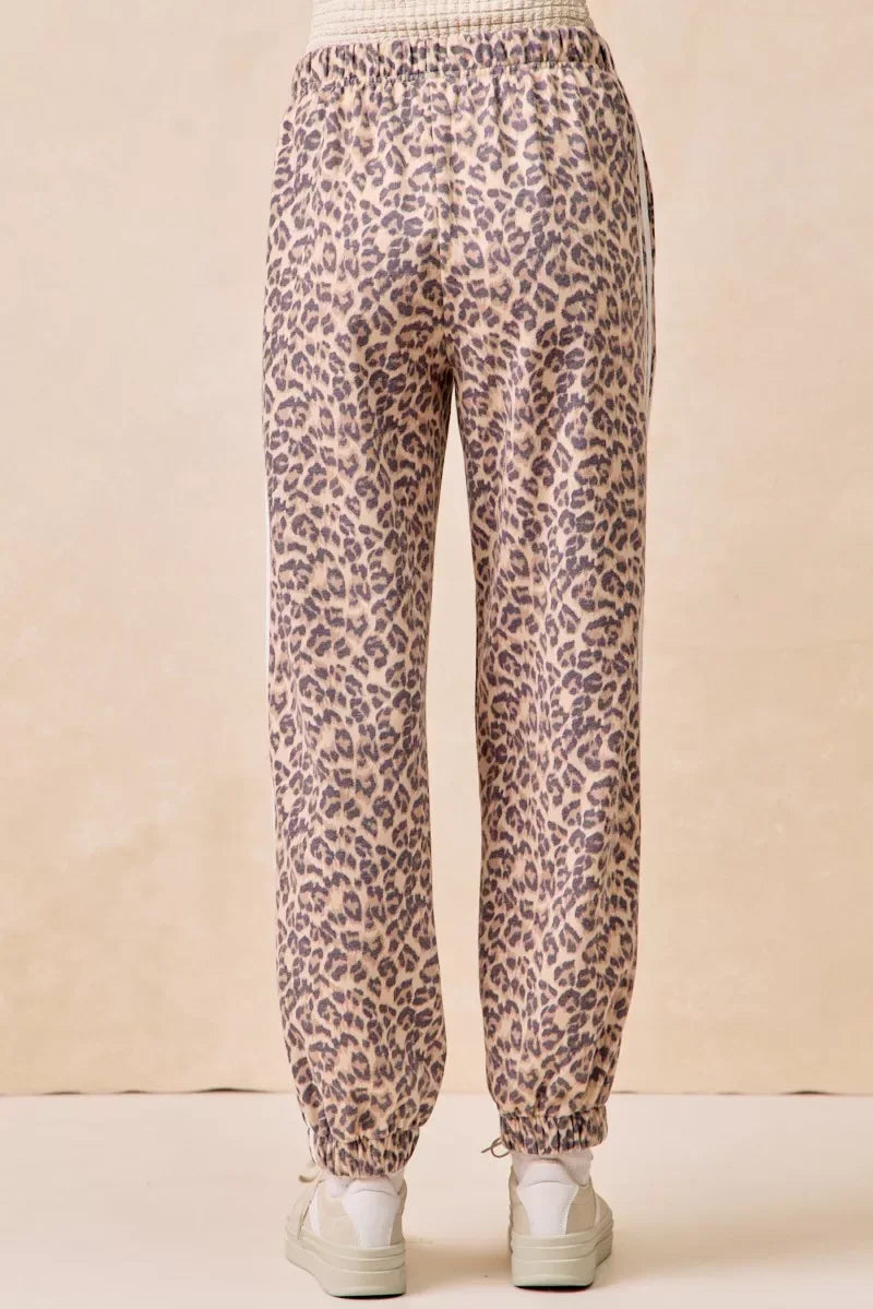 BiBi Side Lines Leopard Track Pants - Trendsi - Flyclothing LLC