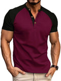 Men's Full Size Waffle-Knit Round Neck Contrast Polo Plus Size - Trendsi - Flyclothing LLC