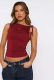 Ruched Tied Solid Color Tank - Trendsi - Flyclothing LLC
