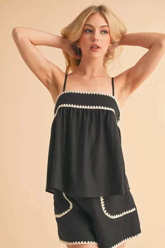 Aemi+Co Bali Rickrack Trim Cami - Trendsi - Flyclothing LLC