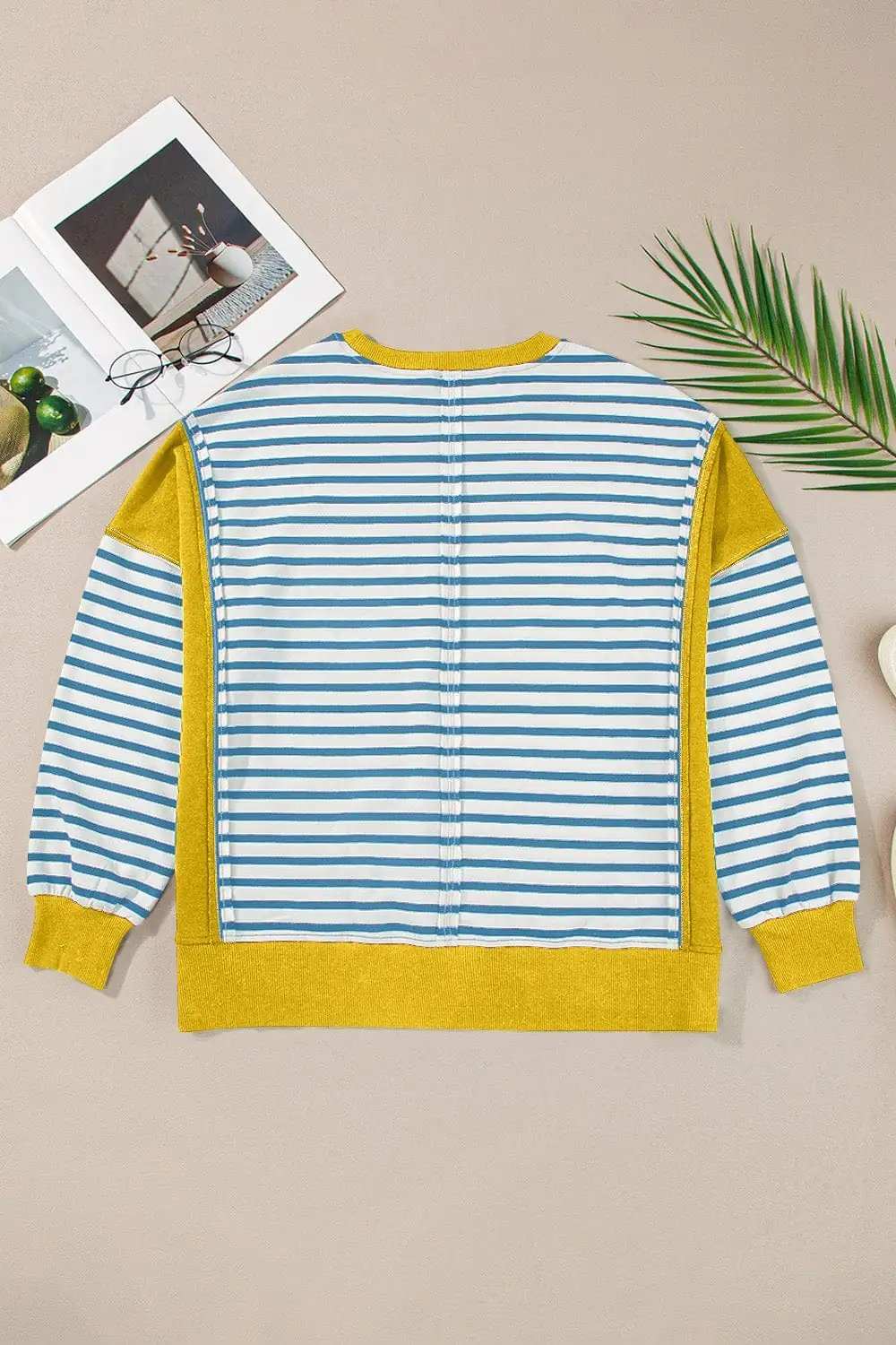 Striped Round Neck Long Sleeve Sweatshirt - Trendsi - Flyclothing LLC