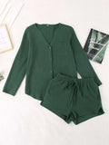 Notched Long Sleeve Top and Shorts Set - Trendsi - Flyclothing LLC