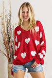 ADORA Full Size Heart V-Neck Knit Top Plus Size - Trendsi - Flyclothing LLC
