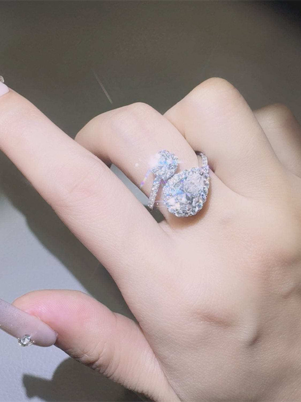 2 Carat Moissanite 925 Sterling Silver Bypass Ring - Trendsi - Flyclothing LLC