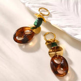 Turquoise Resin Geometric Drop Earrings - Trendsi - Flyclothing LLC