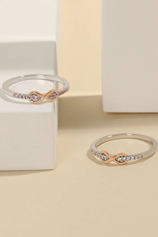 925 Sterling Silver Inlaid Zircon Infinity Symbol Ring - Trendsi - Flyclothing LLC