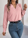 V-Neck Long Sleeve Blouse - Trendsi - Flyclothing LLC