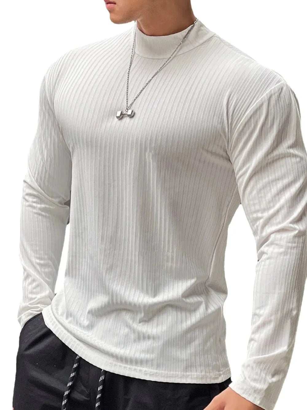 Men's Mock Neck Long Sleeve T-Shirt - Trendsi - Flyclothing LLC