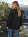 Slit Round Neck Long Sleeve Sweatshirt - Trendsi - Flyclothing LLC