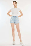 Kancan High Rise Repaired Mom Denim Shorts - Trendsi - Flyclothing LLC