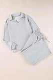 Textured Long Sleeve Top and Drawstring Pants Set - Trendsi - Flyclothing LLC
