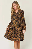 Double Take Full Size Printed Ruffle Hem Long Sleeve Dress - Trendsi - Flyclothing LLC