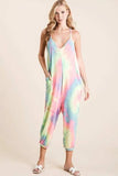 BiBi Tie Dye French Terry Mid-Length Casual Jumpsuit - Trendsi - Flyclothing LLC