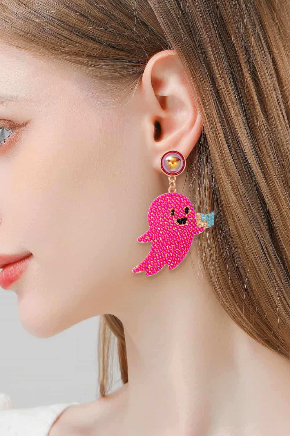 Ghost Shape Synthetic Pearl Dangle Earrings - Trendsi - Flyclothing LLC