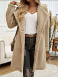 Devine Pocketed Long Sleeve Hooded Teddy Coat - Trendsi - Flyclothing LLC