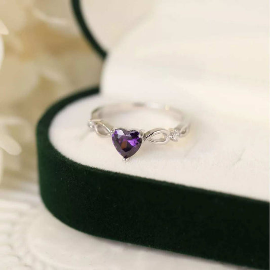 925 Sterling Silver Zircon Heart Ring - Trendsi - Flyclothing LLC
