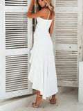 High-Low Ruffled Hem Midi Cami Dress - Trendsi - Flyclothing LLC