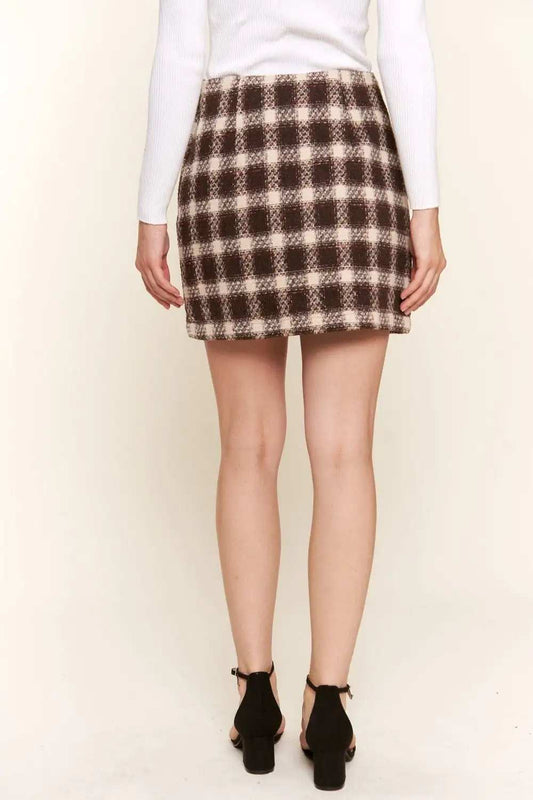 And The Why Full Size Brushed Plaid Mini Skirt - Trendsi - Flyclothing LLC