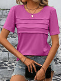 Round Neck Short Sleeve Top - Trendsi - Flyclothing LLC
