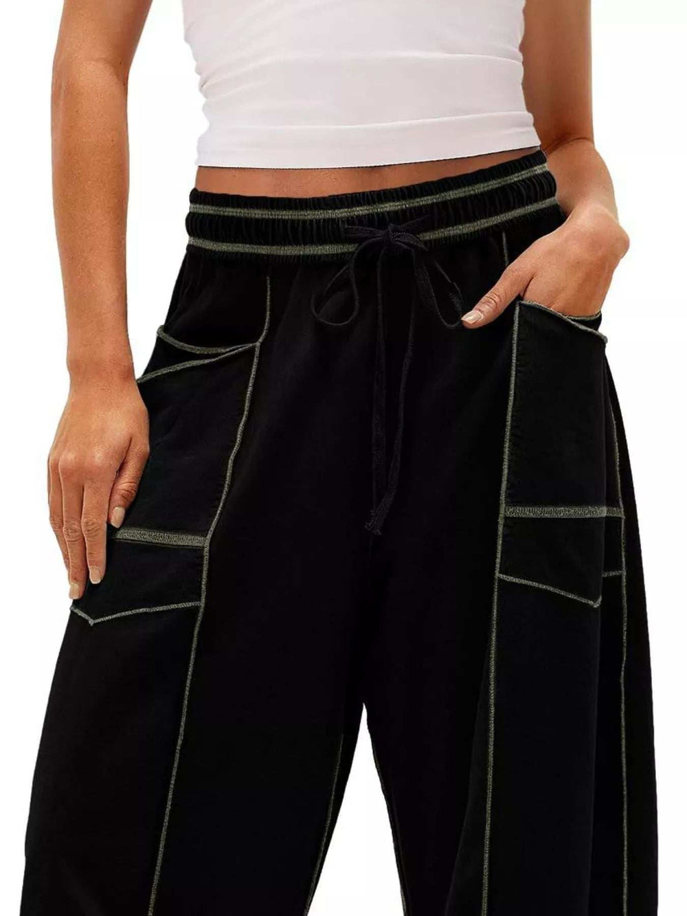 Drawstring Wide Leg Pants - Trendsi - Flyclothing LLC