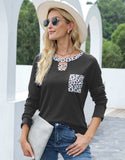 Cutout Leopard Round Neck Long Sleeve T-Shirt - Trendsi - Flyclothing LLC