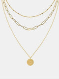 18K Gold-Plated Three-Layered Engraved Necklace - Trendsi - Flyclothing LLC